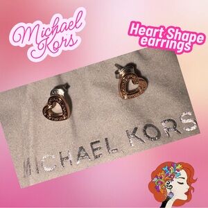 Michael Kors Rose Gold Stainless-Steel Heart stud with crystals Earrings & Bag